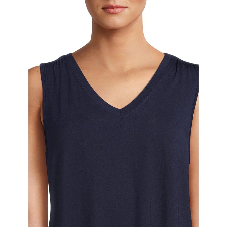 Time and Tru Women's Shirred Shoulder Tank Top - Walmart.com