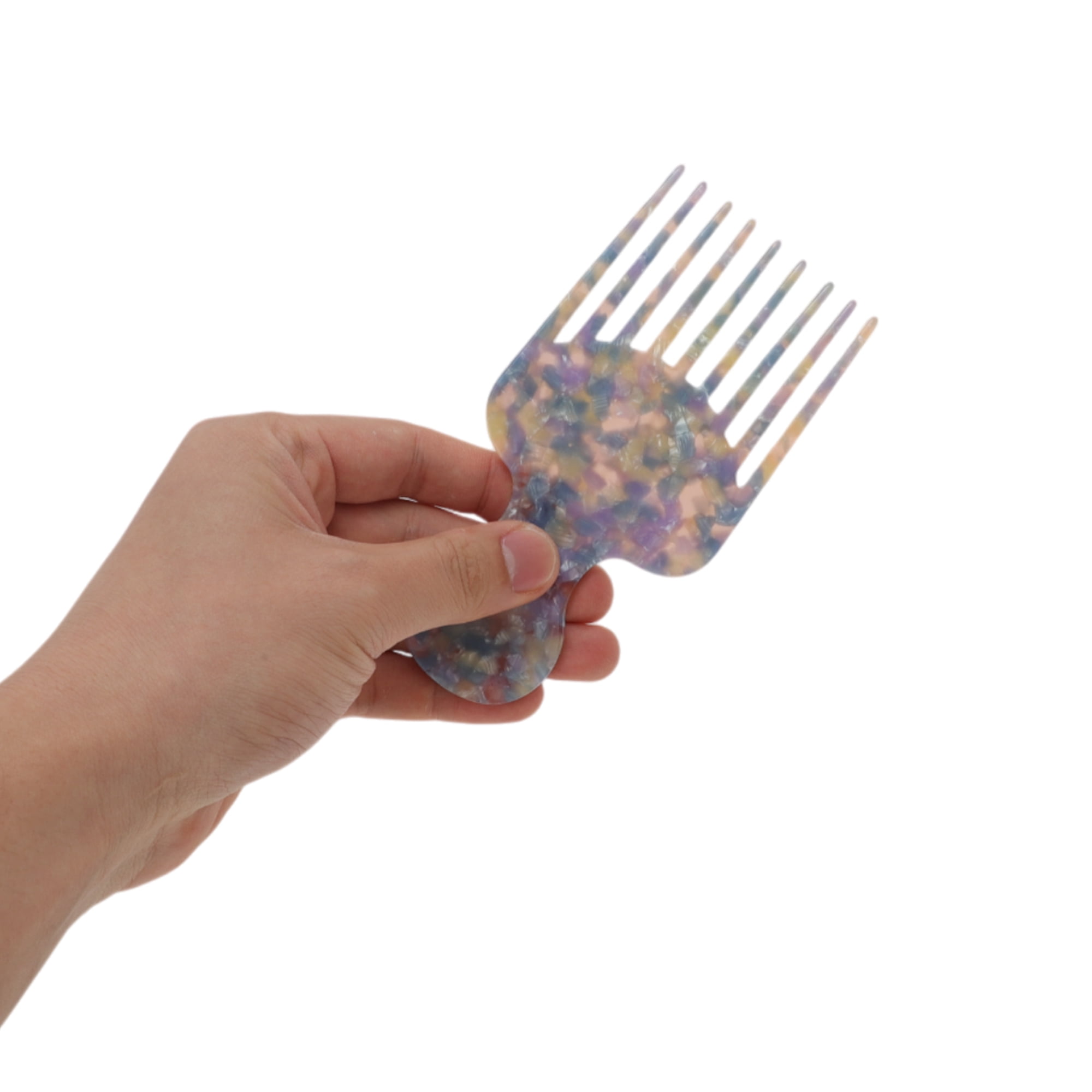 Unique Bargains 1 Pc Round Handle Marble Hair Insert Comb for All Hair Types Purple