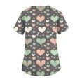 thumbnail image 4 of Valentine Day Scrubs for Women Love Heart Print Cute Short Sleeve Nursing Scrubs V Neck Medical Quick Dry Uniforms with Pockets Gray 4XL, 4 of 5