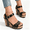 Black, variant on Women's Studded Faux Cork Wedge Sandals, Adjustable Buckle Ankle Strap Open Toe Platform Heels, Women's Sandals, Women's Shoes