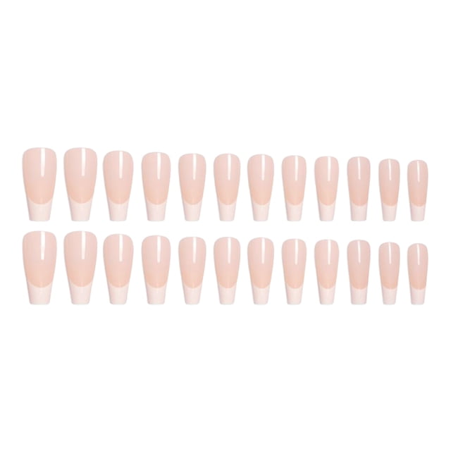 Minnieouse Uñas postizas de ataúd, estilo francés, resistentes a los arañazos, uñas artificiales a presión, pegatinas de manicura ajustables Arte de uñas Tipo 12