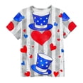 thumbnail image 6 of Amidoa Girls Short Sleeve Independence Day Graphic Summer Crewneck T Shirts Casual Kids Tops Gray Size 3T, 6 of 6
