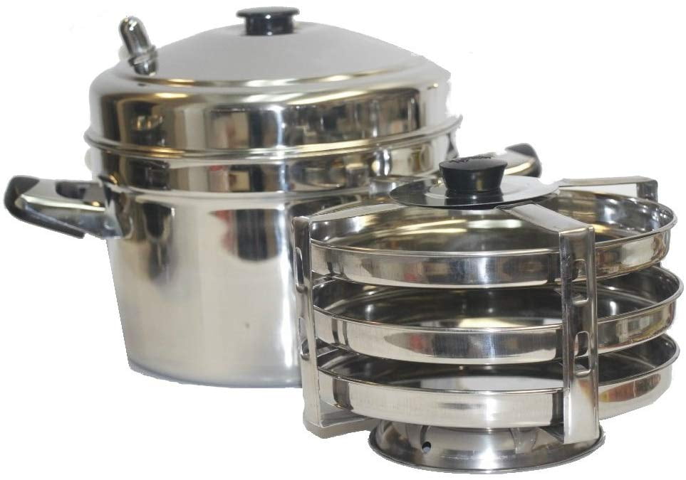 Gas & Induction Classic Traditional Stainless Steel idly Pot/ Dhokla Pot 4Tier 