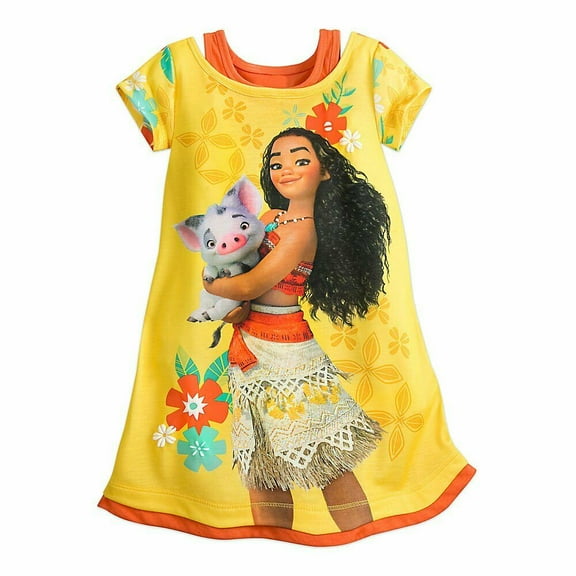 Disney Store Moana Short Sleeve Nightgown Pajama Girl Size 5/6