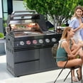 thumbnail image 4 of 4-Burner 72000 BTU Outdoor Kitchen Bar, 46 in Stainless Steel Modular Gas Barbecue Island Grill with Round Side Burner, Rotisserie Kit , Granite Countertops and Cabinets & Drawers, 4 of 8
