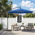 thumbnail image 3 of Outsunny 9.7 ft Offset Patio Umbrella with Fillable Weights, Navy Blue, 3 of 10
