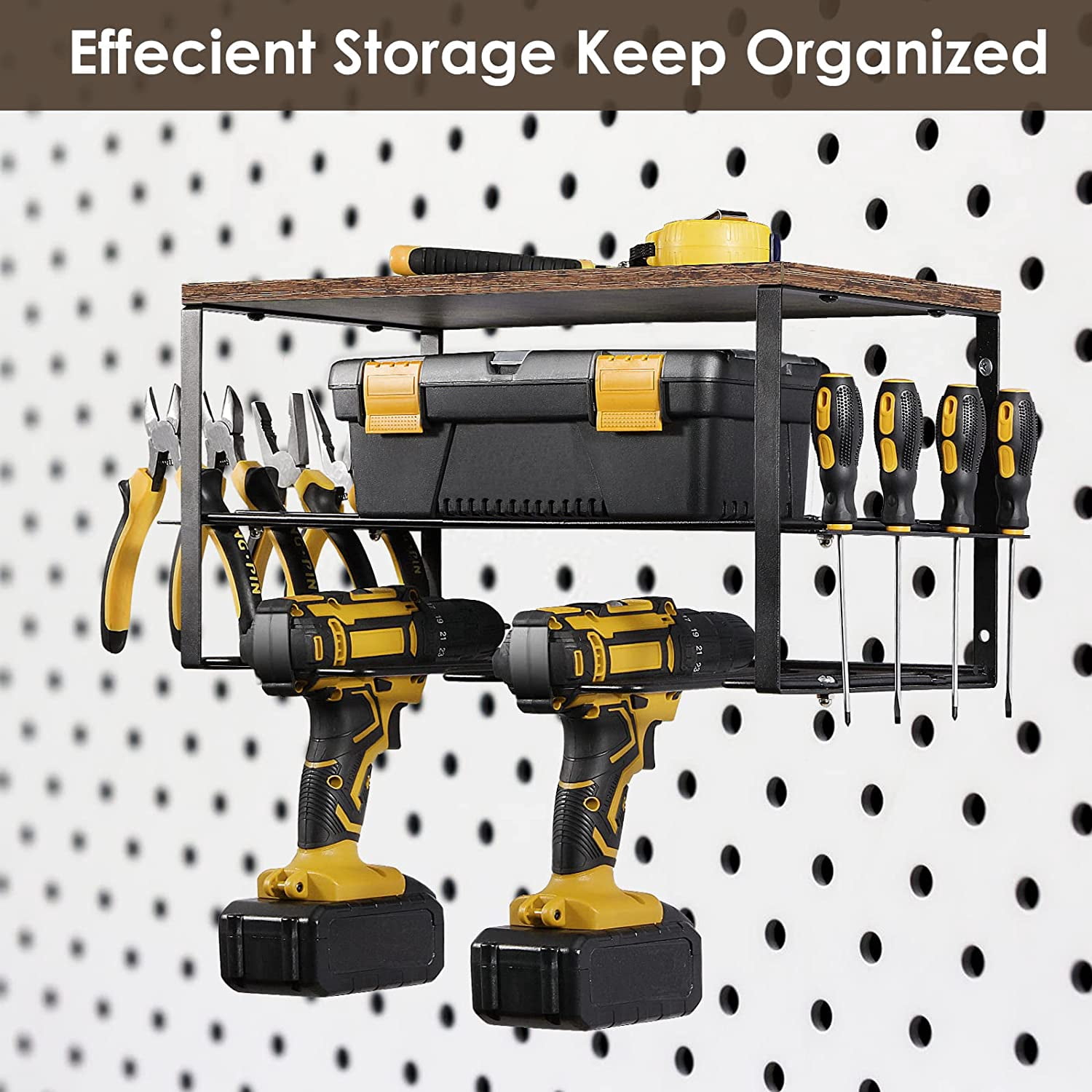 Wall Mounted Power Tool Organizer, Garage Drill Holder Storage Rack