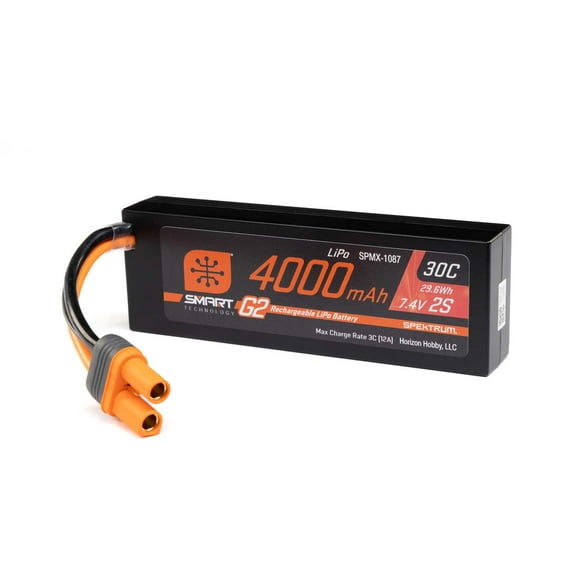 Spektrum Accessories 7.4V 4000mAh 2S 30C Smart LiPo G2 Hard Case IC5 SPMX-1087