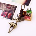 thumbnail image 3 of Key Chain Gift Alloy Hollow Sika Deer Vintage Woven Leather Keychain Key Chain Backpack Pendant, 3 of 5