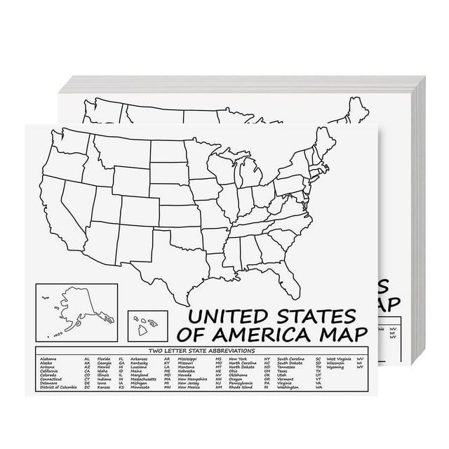 United States Map USA Poster, US Educational Map With 2 Letter