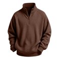 thumbnail image 5 of LOINRODI Boys Quarter Zip Waffle Knit Sweater Long Sleeve Soft Stand Collar Fashion School Outdoor Pullover Brown 3 Years, 5 of 9