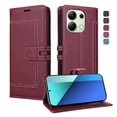 thumbnail image 3 of Étui Portefeuille Premium pour Xiaomi Redmi Note 13 4G avec Fentes pour Cartes et Support, Couverture Rabattable Rouge, 3 of 7