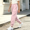thumbnail image 5 of QTBIUQ Girls Jogger Pants Kids Cotton Sweatpants with Side Pockets Elastic Waist Solid Color Winter Pants, 5 of 8