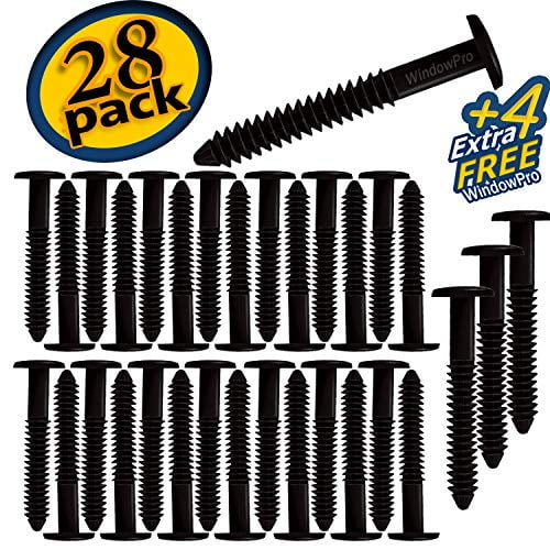 WindowPro Window Shutters Black 32 Pack Pegs Spikes 3 inch (Black