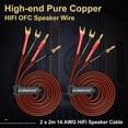 thumbnail image 7 of UCINNOVATE 2 Pcs HiFi OFC Speaker Cable with Banana Plug to Jumper Spade, 14AWG 6.56FT/2m Male to Male Jumper Bridge Speaker Wire for Amp-Dark Red, 7 of 7