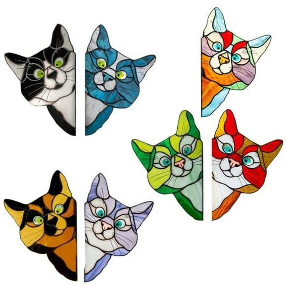 7 in 1 Cute Cat Window Sticker Cat Face Peering Funny Cat Decal Sticker Auto Car Bumper Window DIY Sticker Accessories