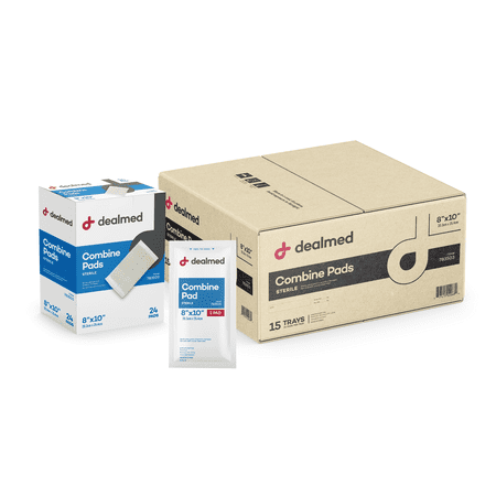 Dealmed Abdominal Combine Pads | Individually Wrapped, Absorbent, Latex-Free, Non Adherent | Abdominal Pads for Wound Care, Drainage, First Aid Kit | Sterile ABD Pads 8x10 in | 24/Box (Case of 15)