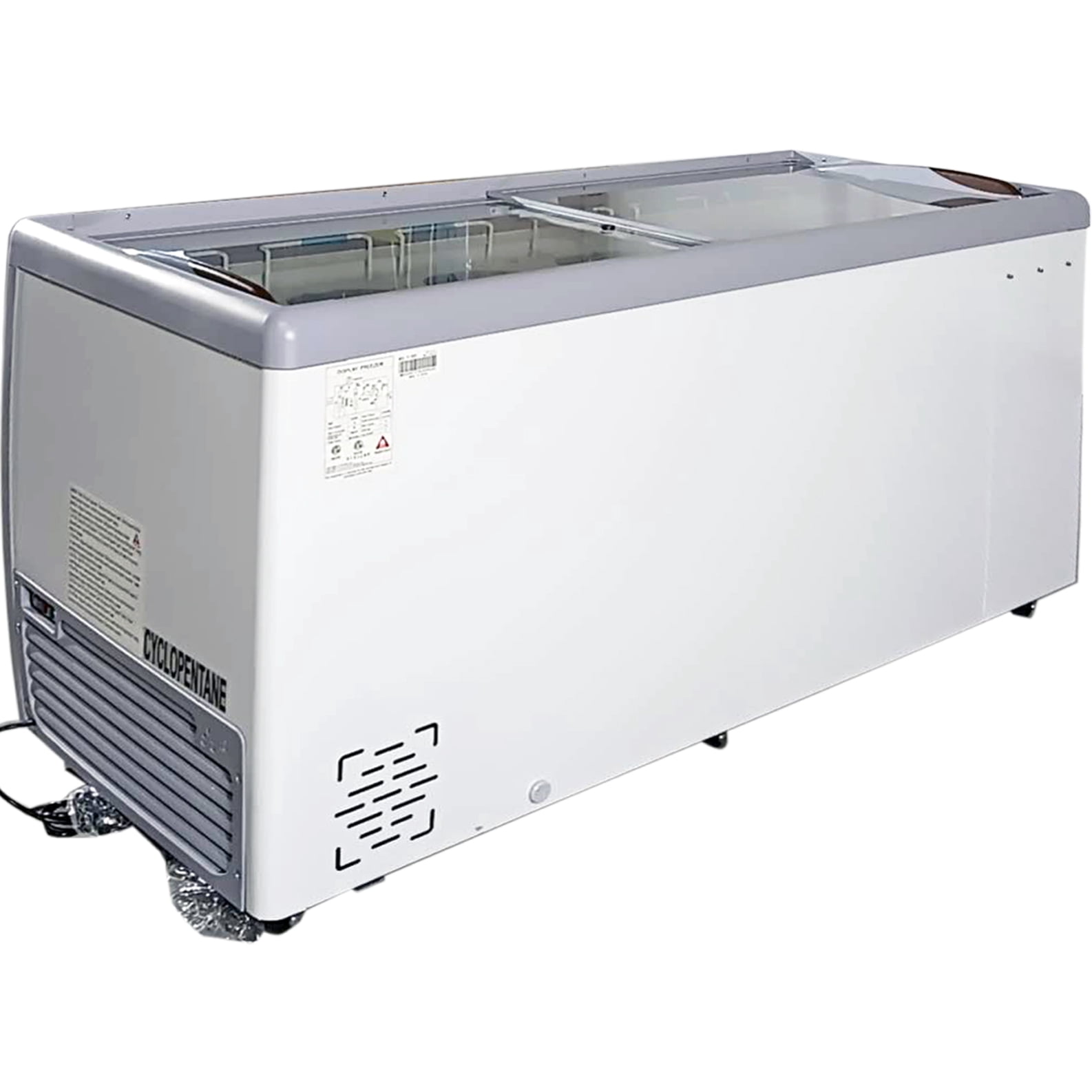 71” NSF Ice Cream Glass Dipping Cabinet Freezer, 12 Tub Gelato Showcase, Commercial Display Chest with Sliding Glass Lid