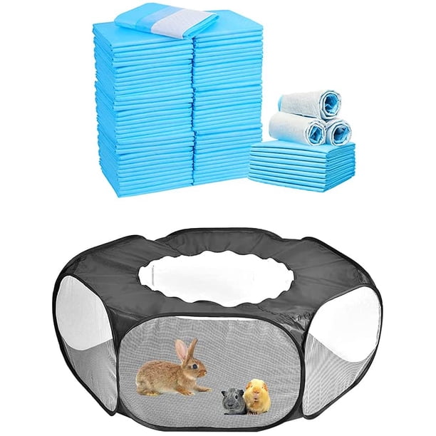 PeSandy Pet Pee Pads - 120 Count Disposable Cage Liners With Odor Control For Rabbits, Guinea Pigs & Small Animals
