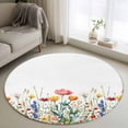 thumbnail image 3 of Watercolor Spring Round Area&nbsp;Rug 3ft Colorful Floral Plants Romantic Garden Non-Slip&nbsp;Washable Circle Rugs Soft Felt Indoor Floor Mat for Bedroom Kitchen Living Room Bathroom, 3 of 9