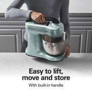 Hamilton Beach 4 Quart Stand Mixer for Kitchen, 7 Speeds, Tilt-Head, Dough Hook, Whisk & Flat Beater, Aqua