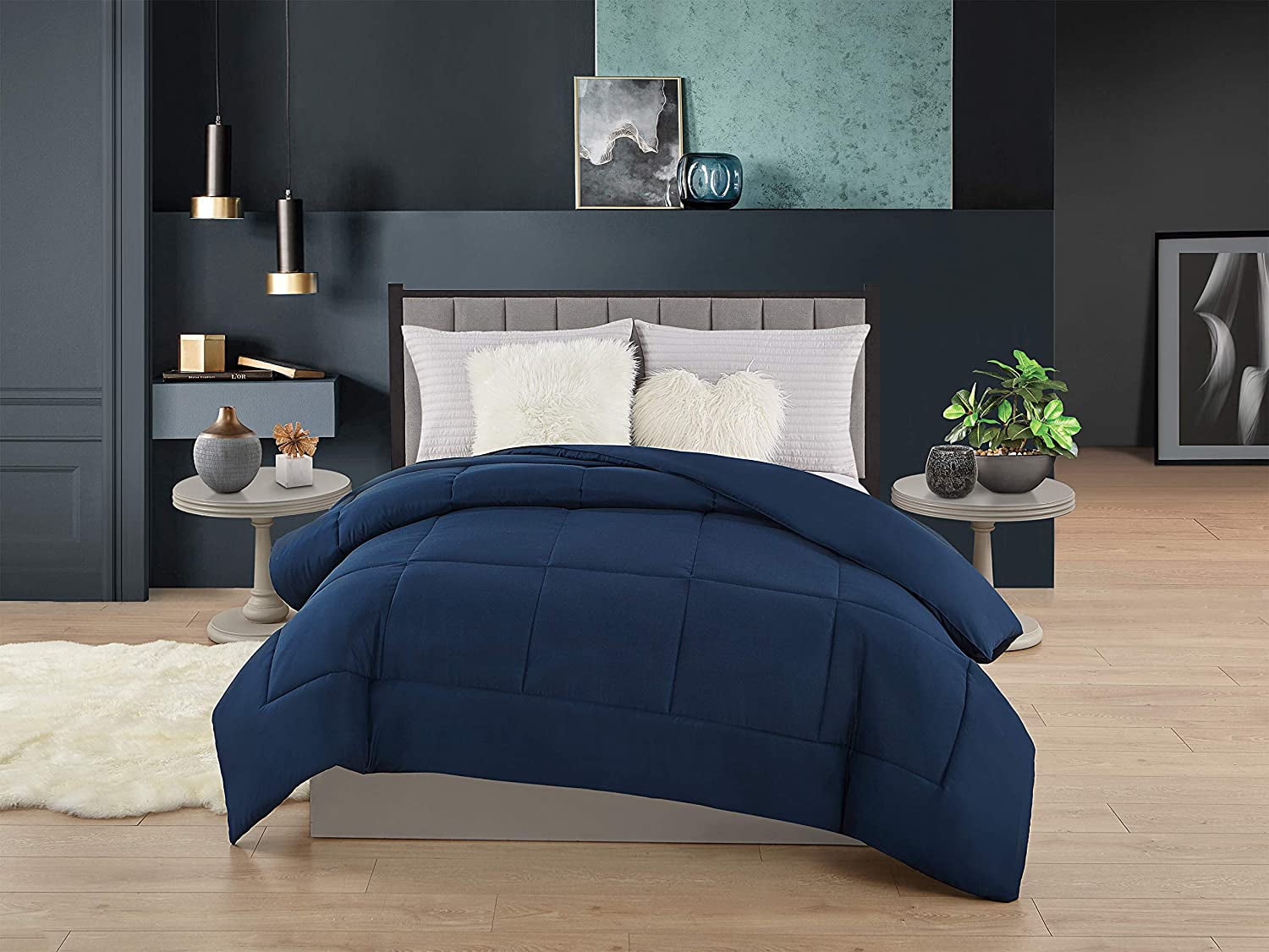 Swift Home Heavy-Filled Down Alternative Comforter, Ultra Soft All Season Hypoallergenic Bedding, Queen/Double, Navy