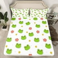 thumbnail image 2 of YST Mignon Frog Ensemble de Draps Coloré Fleur Floral Draps Grand 4 Pcs Enfants Garçons Filles Kawaii Draps de Lit, Drap-Housse Animal de Dessin Animé Rouge Vert Blanc Microfibre Respirante Drap Plat, 2 of 6