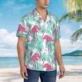 thumbnail image 3 of Zufioo Flamingo Hawaiian Shirt for Men,Beach Shirts Tropical Vacation Shirts,Sleeve Casual Button Down Shirt with Pocket for Travel,Beach,Party,daily,Medium, 3 of 7