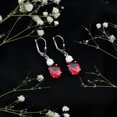 thumbnail image 3 of Lab Grown Ruby Drop Earrings with Moissanite for Women, Lever Back Earrings - AAAA Grade, 10K White Gold, 3 of 8