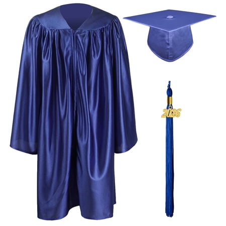 GraduationMall Shiny Kindergarten & Preschool Graduation Gown Cap Set with 2026 Tassel Royal Blue 27(3'6"-3'8")