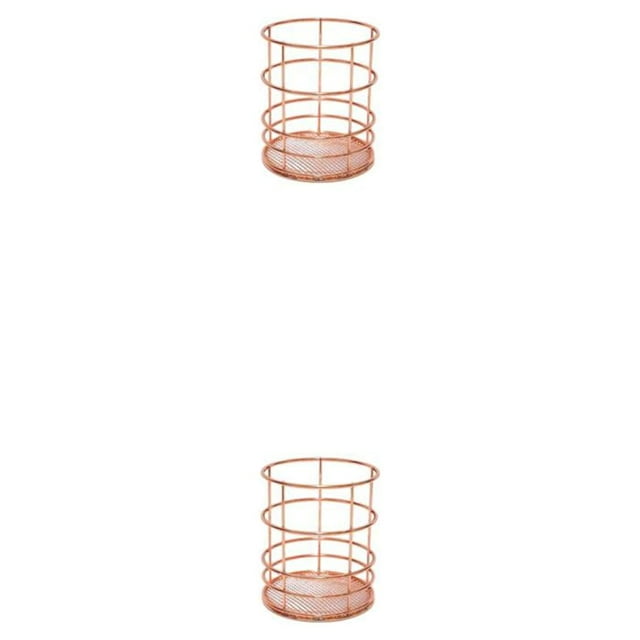 Wosthever Organizador de almacenamiento multifuncional de metal: solución organizada y que ahorra espacio para Office Easy Rose Gold 9 ** 10cm Oro rosa 9 ** 10 cm, portalápices circular 2Conjunto