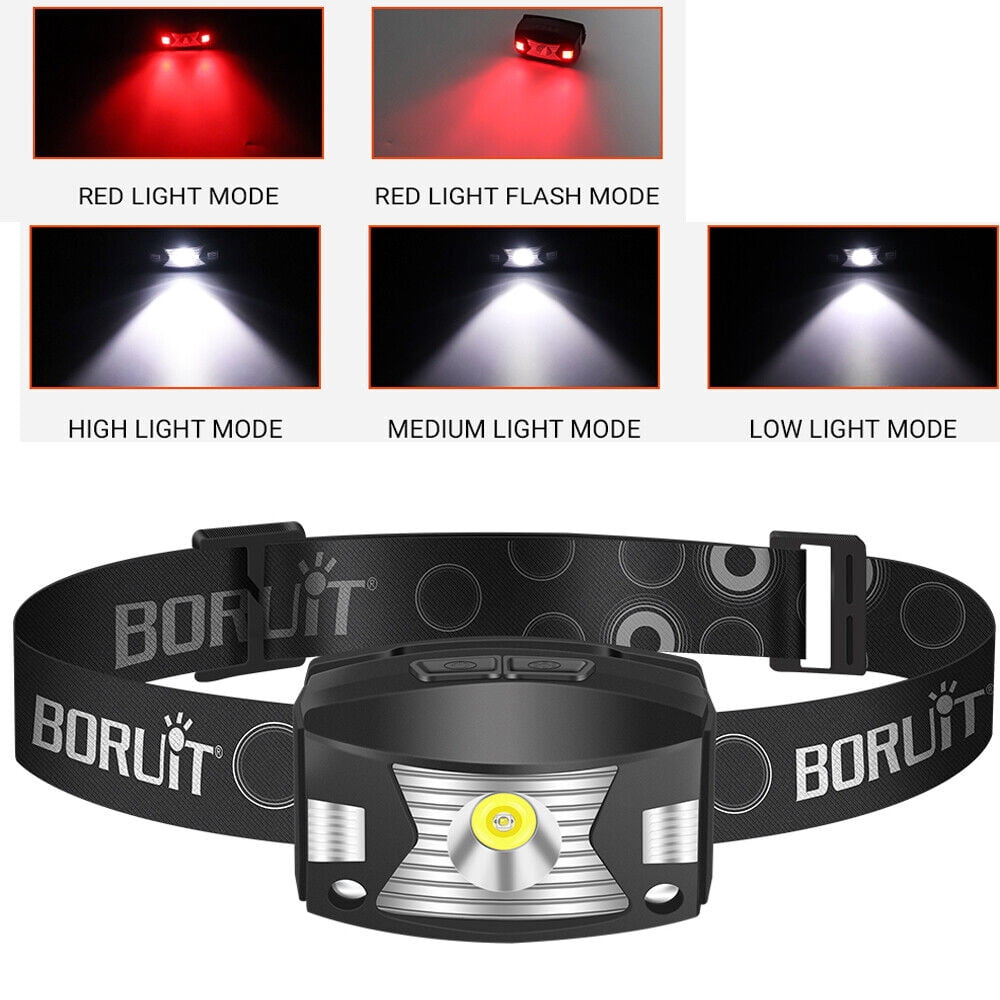 USB Rechargeable LED Headlamp Flashlight Waterproof Lightweight Infrared Sensor 350LM Headlight Head Torch