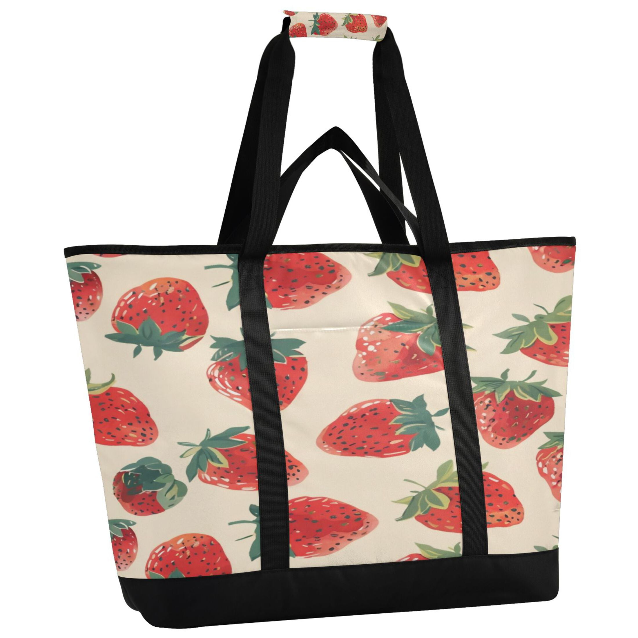 Large Hand-held Ice Pack Picnic Bag Insulation and Refrigeration Suitable for Shopping Picnics and Camping Red Strawberry