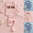 thumbnail image 2 of Enyan Little Sister Matching Outfits Newborn Baby Girl Sweatshirt Pants Set 2Pcs Fall Winter Clothes（Size 6-12 Months）, 2 of 6