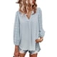thumbnail image 1 of SAYOO - Camiseta de cuello en V de color sólido para mujer, blusa holgada de manga larga con decoración de flores, suéter holgado SAYOO  Moda, 1 of 6
