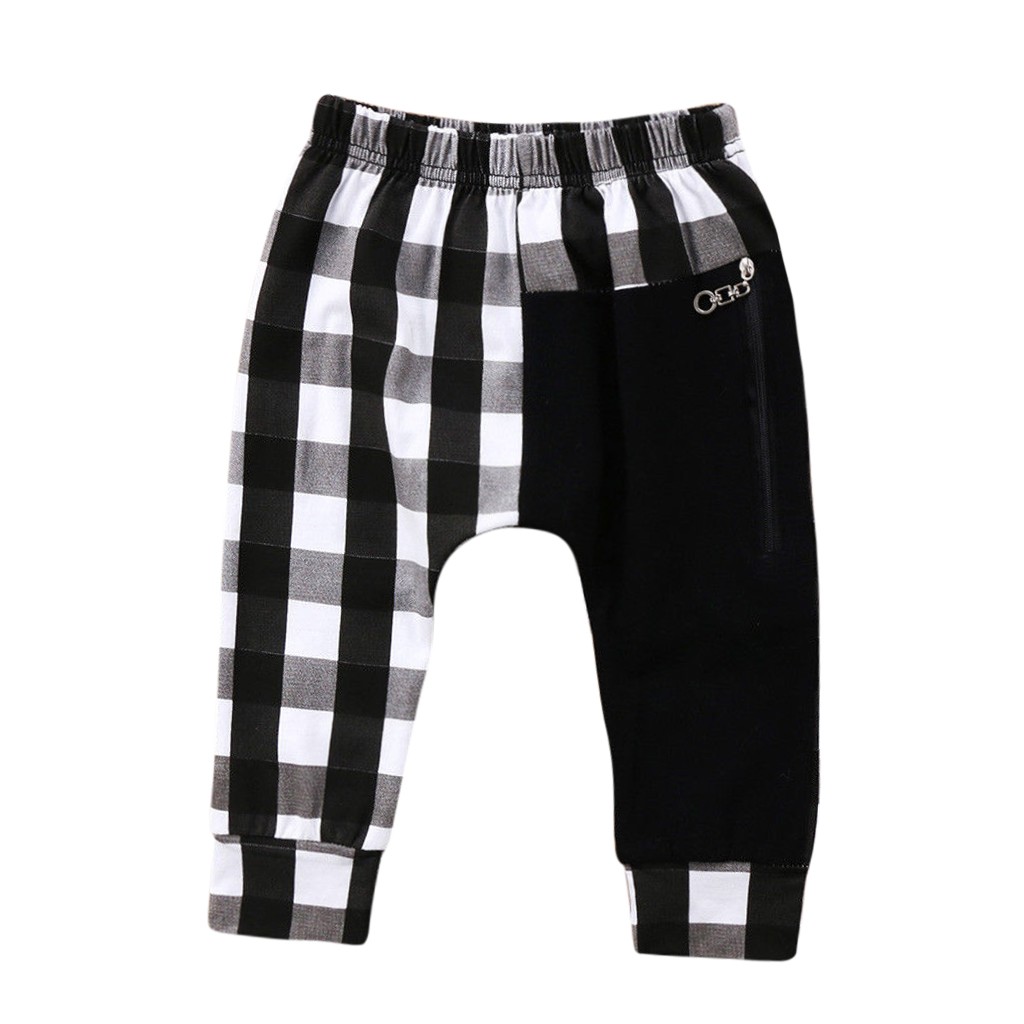 Dadaria Toddler Sweatpants Baby Kids Boys Fashion Plaid Printed Long