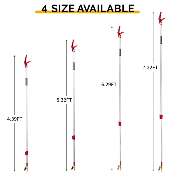 Long Reach Pruner for Garden, Cut & Hold Telescopic Pole Pruner, Fruit Picker Tree Branch Cutter with Lightweight Aluminum Extendable Handle, 4.27-7.55 FT