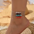 thumbnail image 2 of Tobillera de playa con piedras de colores para niñas Tobillera de playa con estilo Joyería Tobillera Talla ajustable, 2 of 5