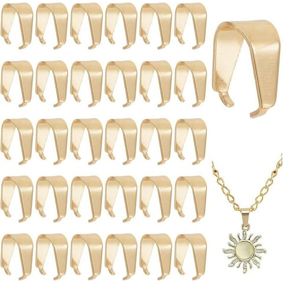PH 50pcs 201 Stainless Steel Snap on Bails Golden Pinch Clip 18K Gold Plated Pendant Connector Charm Clasp Clips for Necklace Earring Bracelet Choker Jewelry Making 8.5mm Long Gold
