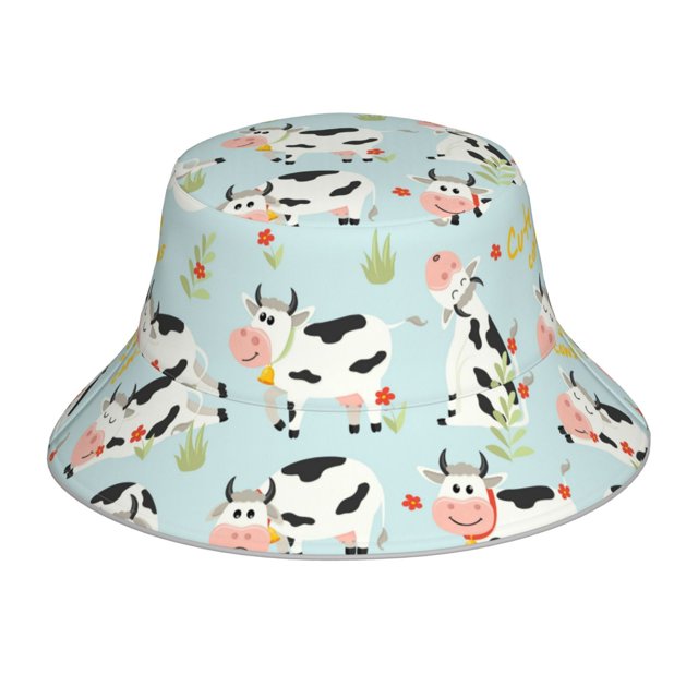 Fotbe Cute Cows Sombrero Tipo Pescador con Estampado – Sombrero de Sol de Algodón de Moda para Playa, Golf, Pesca
