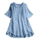 thumbnail image 1 of Gibobby Playera&nbsp;Moda Blusa informal larga suelta con flores, camisa de manga con botones estampados, blusa para mujer con cuello redondo（Aqua， XXL), 1 of 4