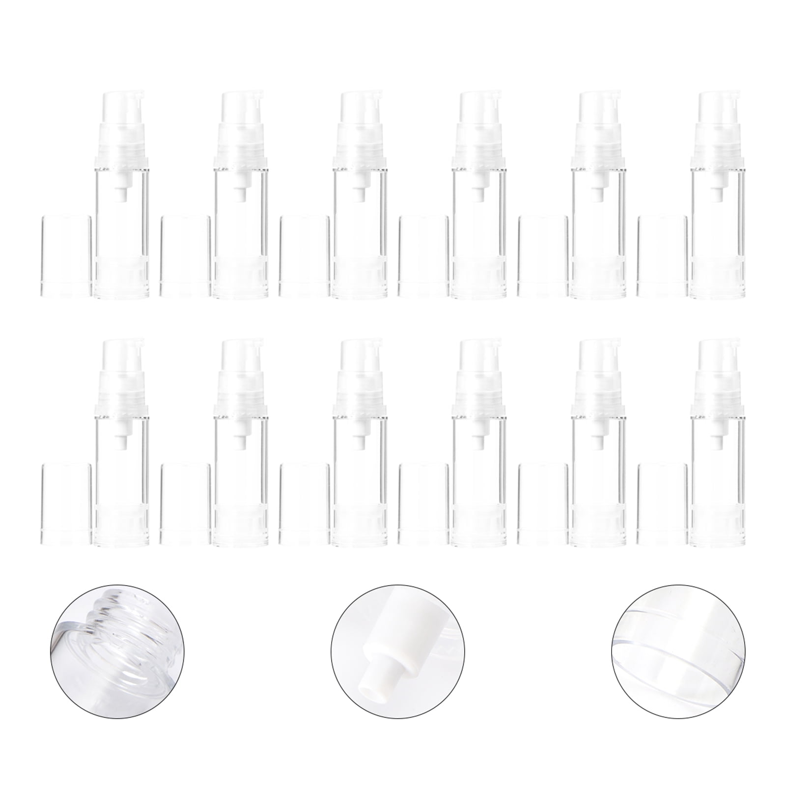 ETHZZLE 24Pcs Clear Leakproof Travel Lotion Containers with Vacuum Dispensing Pump Refillable Plastic