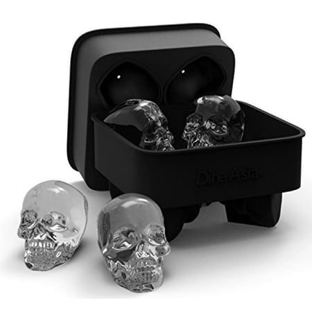 Flexible Silicon Mold - Whiskey 3D Skull Shape Ice Ball Maker Mold Black Flexible Silicone Ice Tray Cube