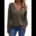 thumbnail image 1 of Camisa de Larga para Mujer, Atuendos de Otoño, Ropa Informal Elegante, Blusa Tipo Túnica con Cuello en V y Botones. Verde XXL, 1 of 8