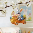 thumbnail image 6 of Wooowa Easter 2D Flat Acrylic Bunny Hanging Ornament Keychain Small Pendant for Car Rearview Mirror Backpack Easter Home and Festive Decor, 6 of 6