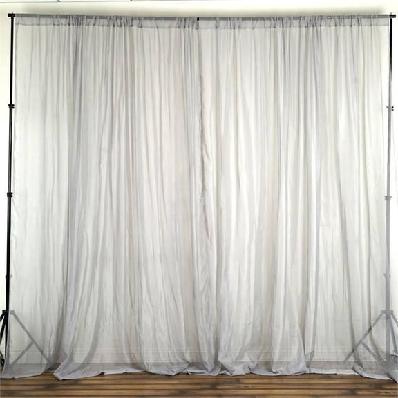 BalsaCircle 10 feet x 10 feet Sheer Voile Backdrop Drapes Curtains 2 Panels 5x10 feet Wedding Party Silver