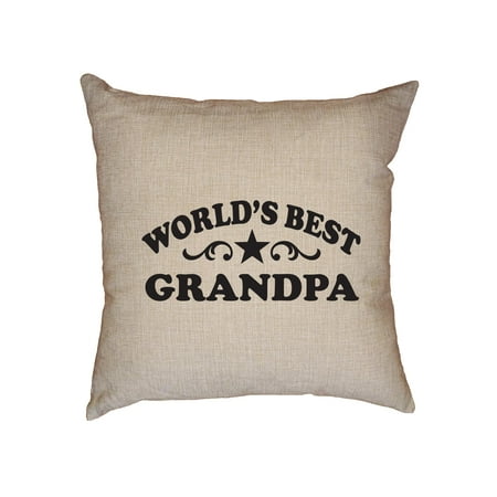Classic Trendy World's Best Grandpa Graphic Decorative Linen Throw Cushion Pillow Case with (Best Linen In The World)