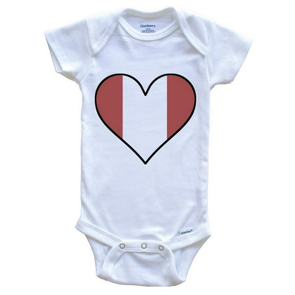 Peruvian Flag Baby Bodysuit - Cute Peruvian Flag Heart - Peru Baby Bodysuit, 0-3 Months White
