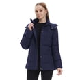 thumbnail image 6 of Wantdo Women's Recycled Winter Jacket Quilted Puffer Coat Winter Coat with Removable Hood Navy S, 6 of 12
