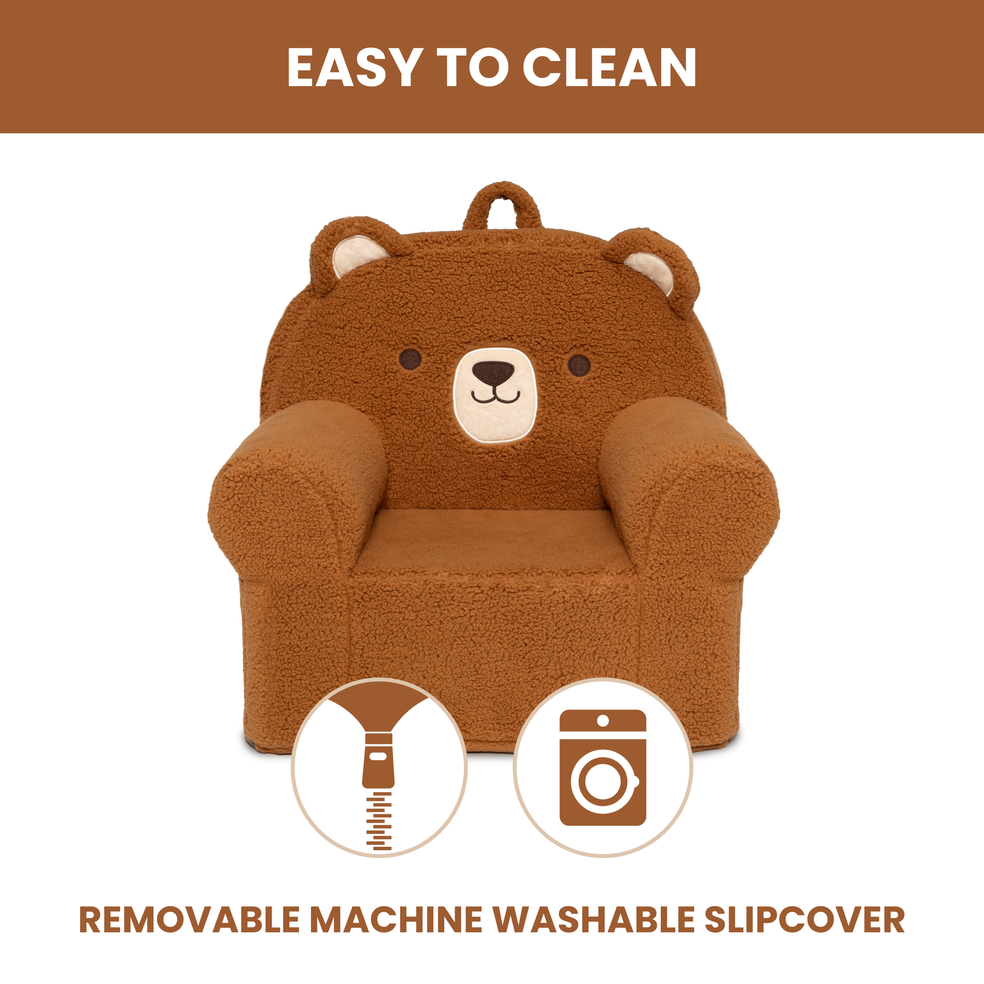 Delta Children Deluxe Teddy Bear Cozee Chair for Kids, Brown